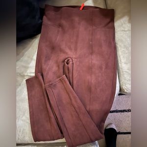 Spanx faux suede leggings - wine color